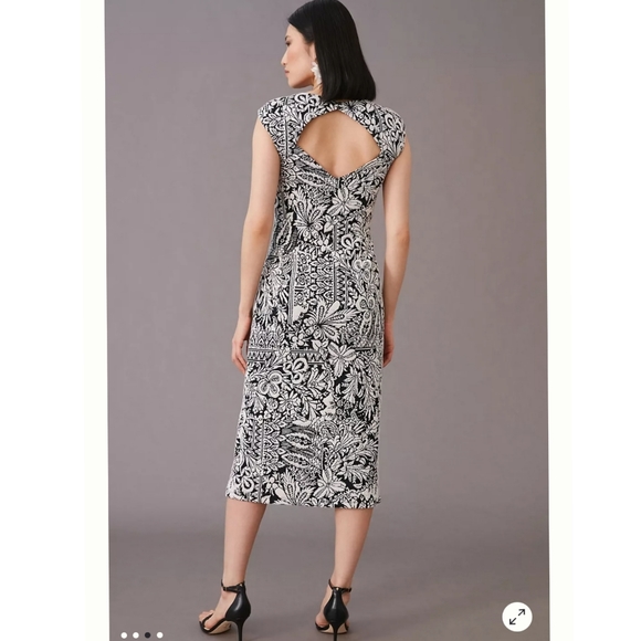 Anthropologie Jacquard Cut-Out Midi Dress Size L - Picture 3 of 6